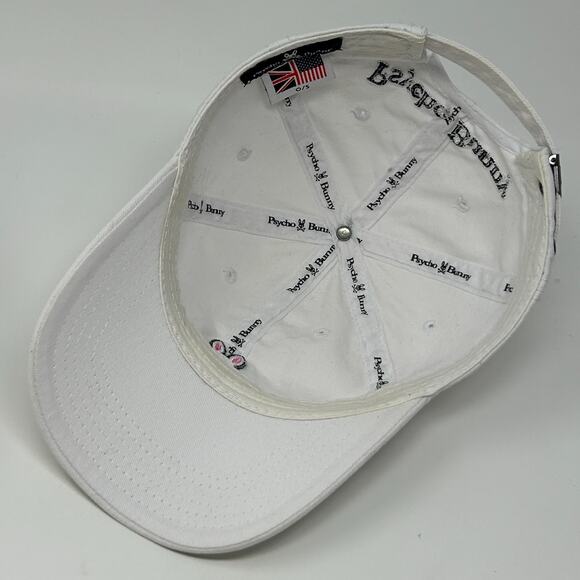 Psycho Bunny Dad Hat Baseball Cap Unstructured 6 Panel Strapback White - Picture 4 of 13